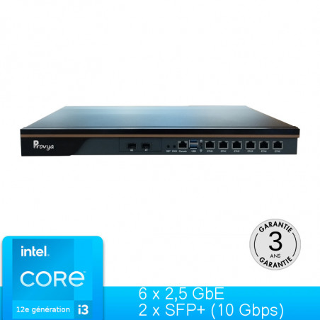 Firewall pro-Alto pour pfSense - 6 ports @ 2,5 Gps et 2 SFP+ @ 10 Gbps Firewall pro-Alto pour pfSense - 6 ports @ 2,5 Gps et 2 SFP+ @ 10 Gbps
